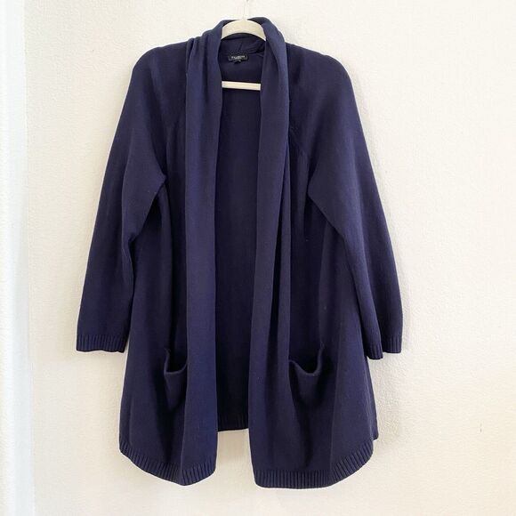 Talbots Open Front Cotton Blend Cardigan Navy Blue 2X Petite Career - Picture 5 of 9